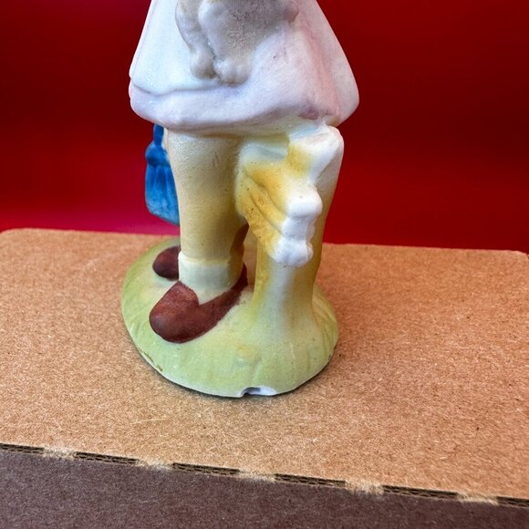 VTG CERAMIC FIGURINE LITTLE GIRL HOLDING PUPPY & BLUE PURSE, 4.5 in - Picture 5 of 7